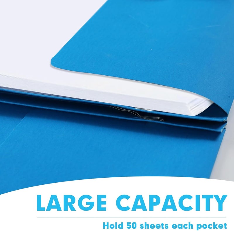 RAZCC Two Pocket Folders, 50 Pack Two Pocket Folders with Prongs, 3 Prong Folders Fit Letter Size Paper, Pocket File Folders for School Office Home Business, Blue - Image 5